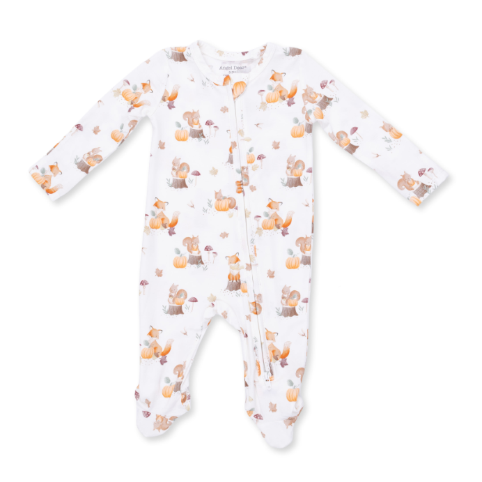 Woodland Animals With Pumpkins - 2 Way Zipper Footie