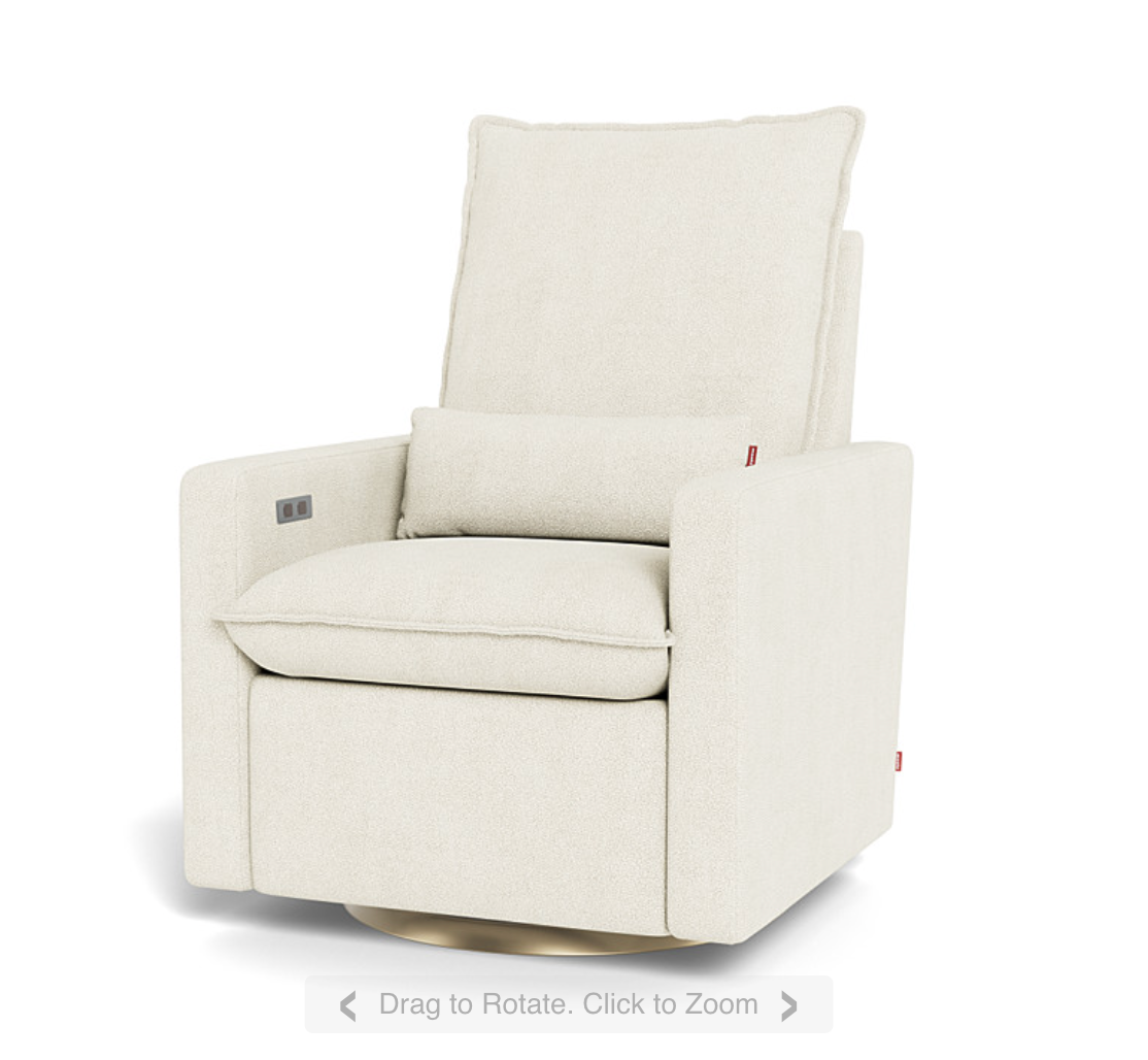 Monte Design Motorized Cortina Glider/ Recliner - Ivory Boucle with Gold Swivel Base