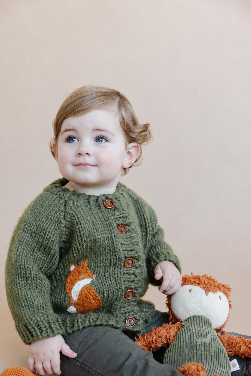 Fox Cardigan Woodland Baby Apparel Fall Winter Acorn Leaf