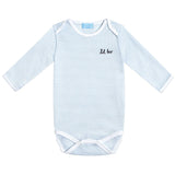 "Lil Bro" Short Sleeve Bodysuit in Light Blue Stripe
