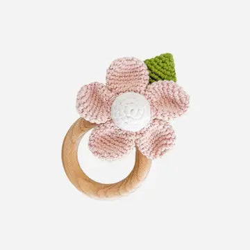 Cotton Crochet Rattle Teether Flower Baby Toy