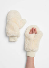 MAD HTR Faux Fur Mittens - Ivory
