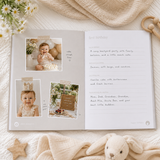 Hello Baby Gray Linen Baby Keepsake Book