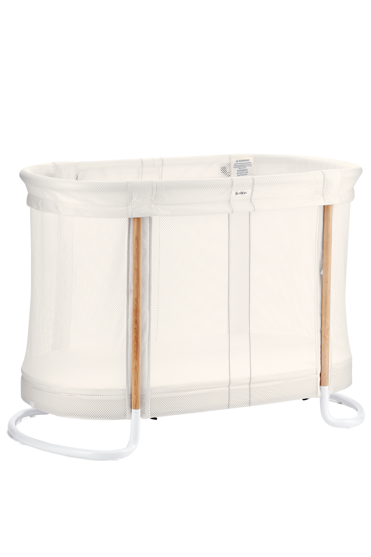 BabyBjörn Baby Crib in white with mesh sides