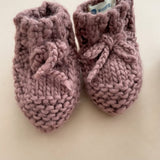 Classic Booties, Mauve | Hand Knit Baby Shoes