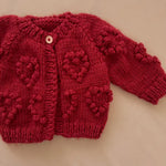 Heart Popcorn Cardigan, Red | Baby & Kid Valentine's Sweater