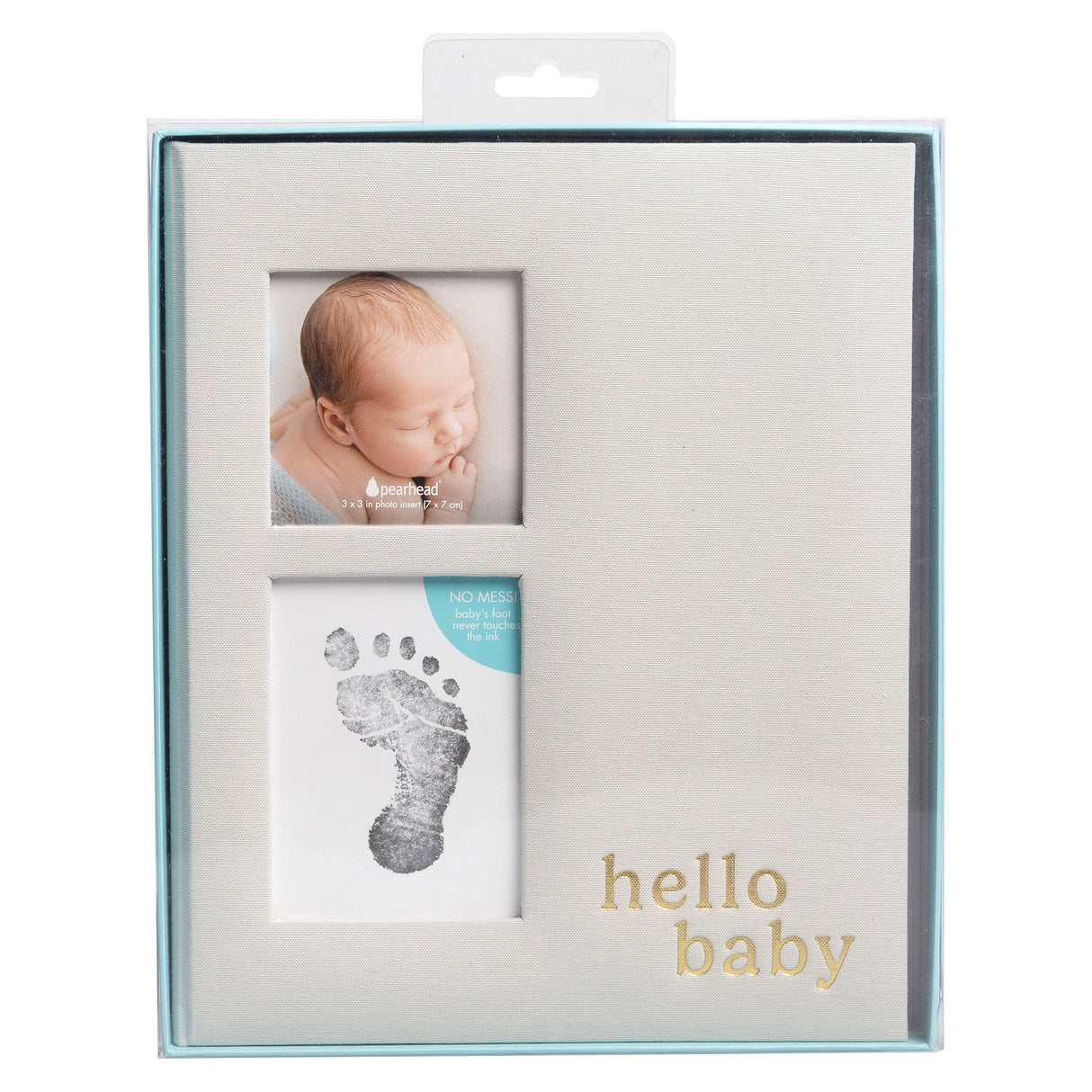 Hello Baby Gray Linen Baby Keepsake Book