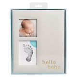 Hello Baby Gray Linen Baby Keepsake Book