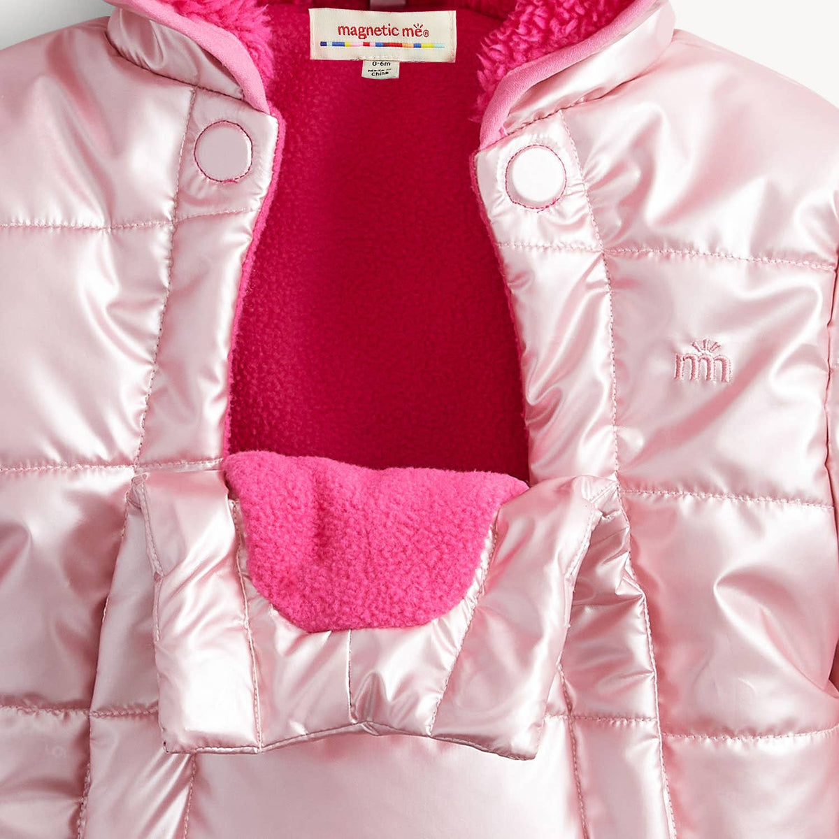 PINK SOLID METALLIC PUFFER PRAM