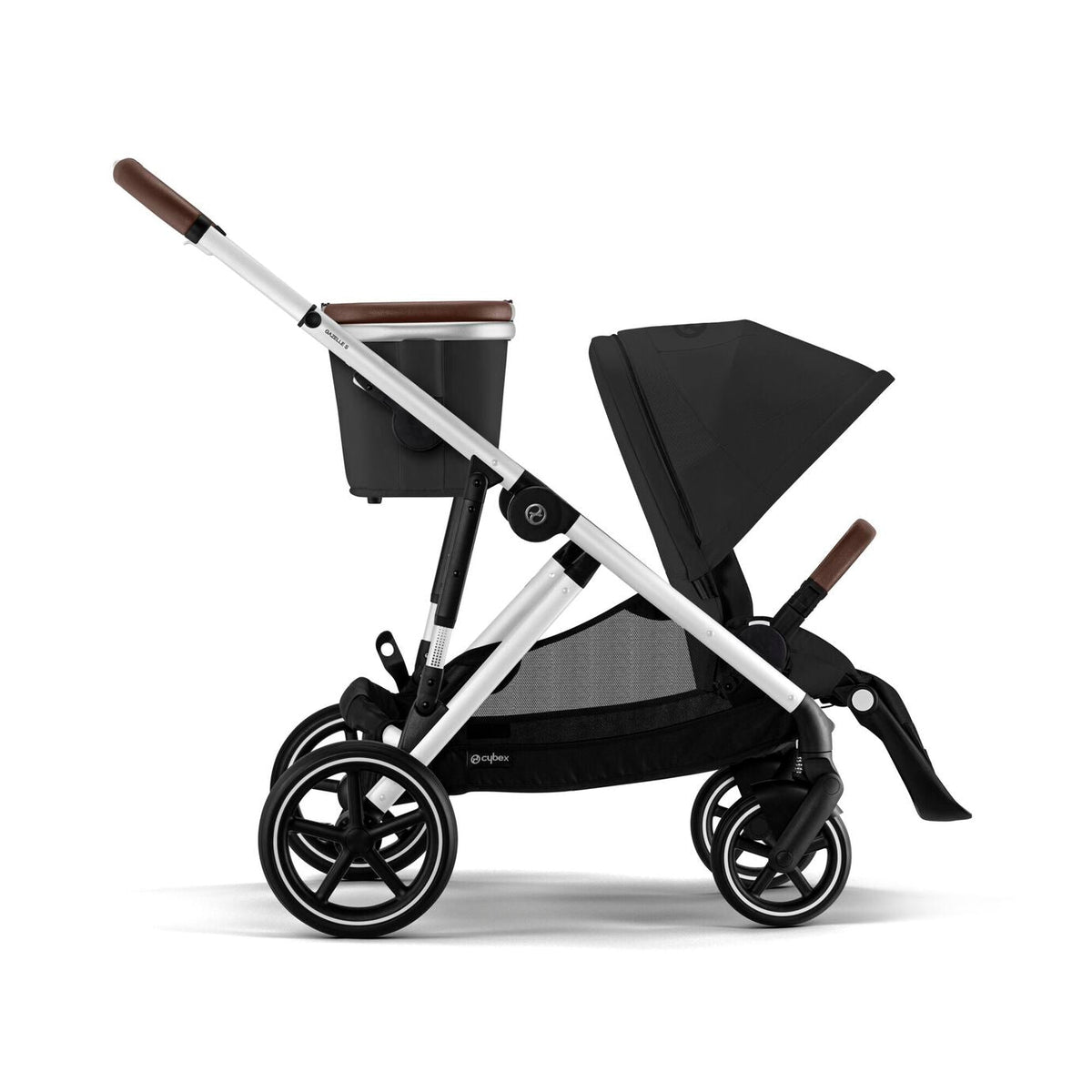 CYBEX Gazelle S Stroller and Gazelle S Cot Bundle - Moon Black (Silver Frame)