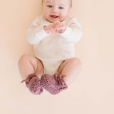 Classic Booties, Mauve | Hand Knit Baby Shoes
