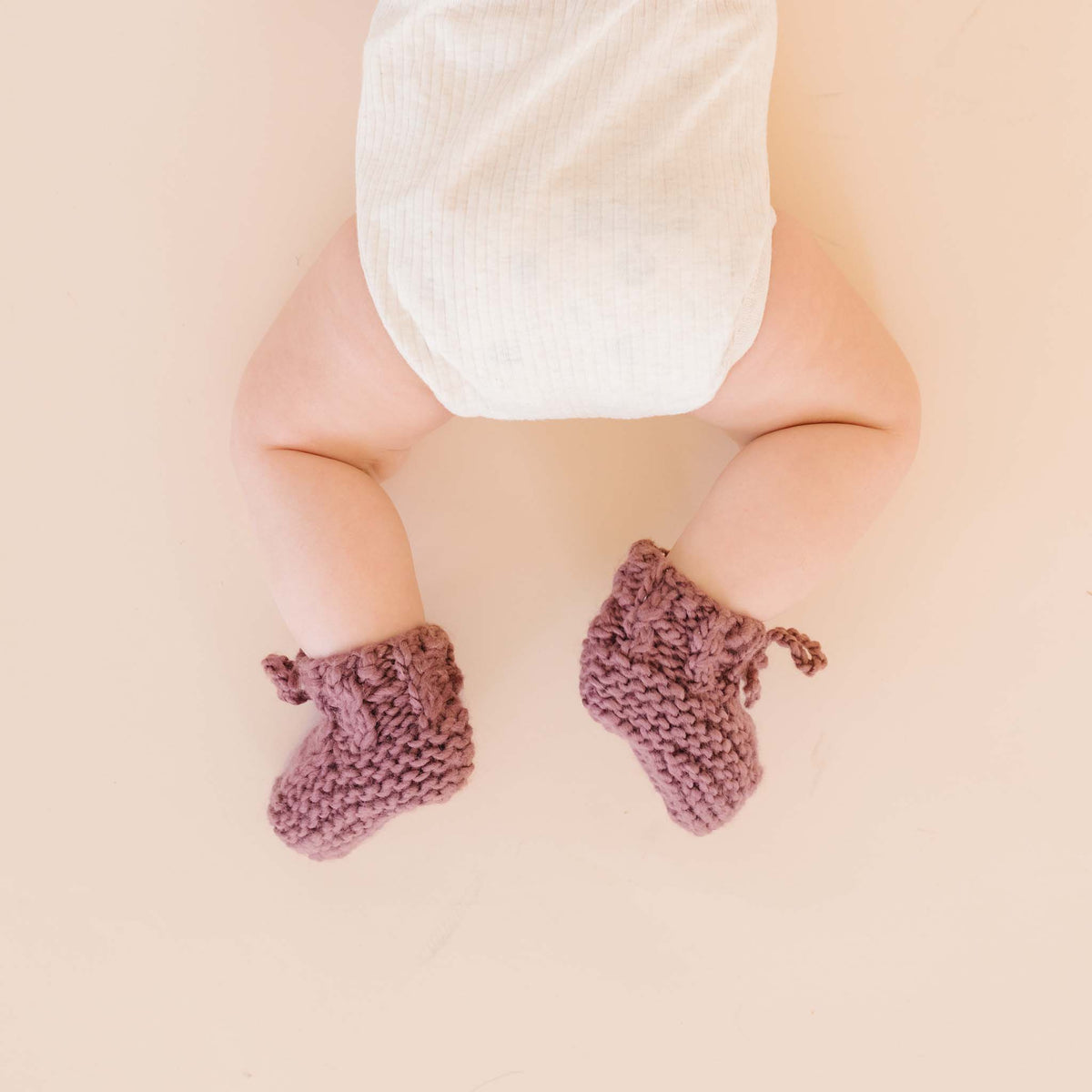 Classic Booties, Mauve | Hand Knit Baby Shoes