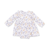 Floral Deer - Long Sleeve Ruffle Bodysuit Dress