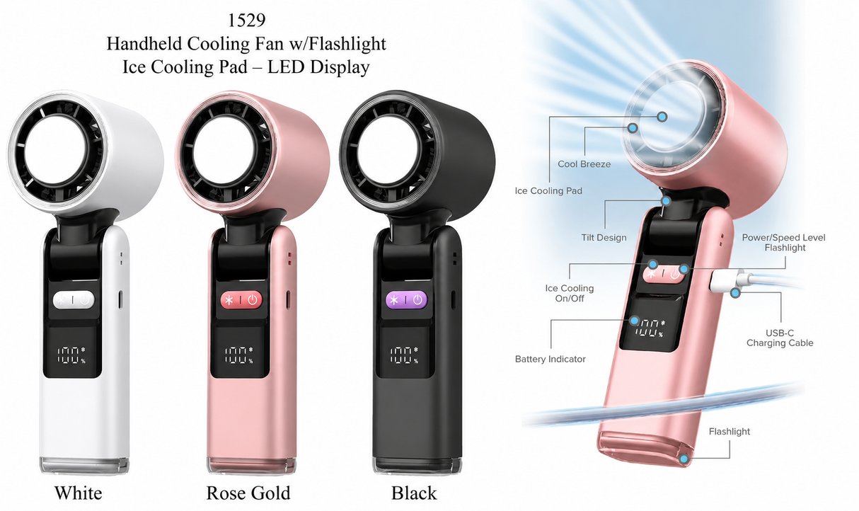 Handheld Ice Cooling Fan & Flashlight