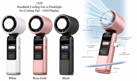 Handheld Ice Cooling Fan & Flashlight