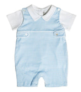 Blue checks Pima cotton baby boy overall set