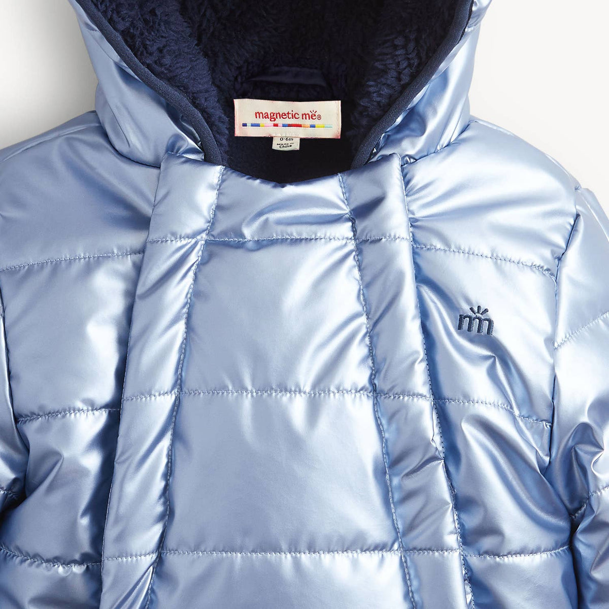 BLUE SOLID METALLIC BOYS PUFFER PRAM