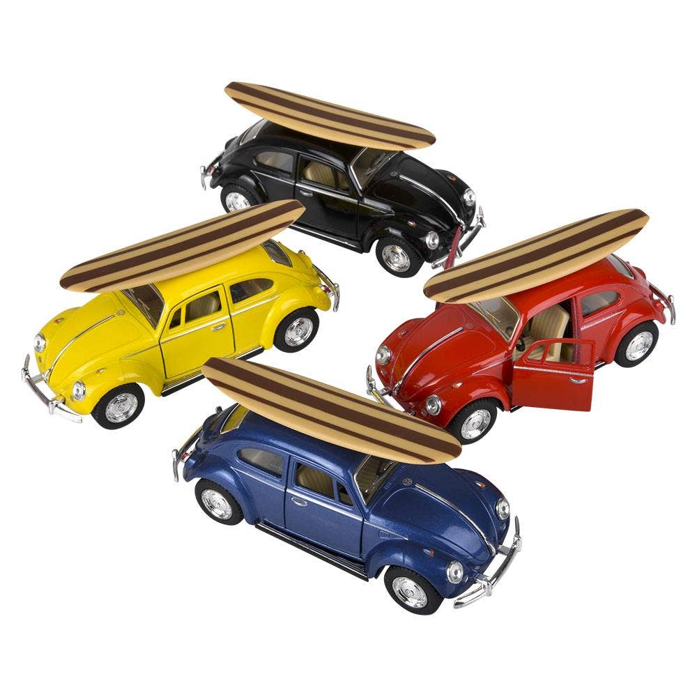 5" Diecast Pull Back 1967 VW Beetle/Surfboard  12/Disp