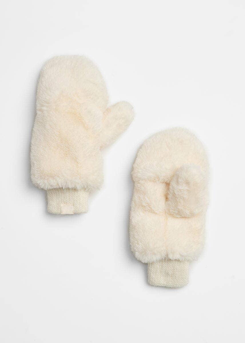 MAD HTR Faux Fur Mittens - Ivory