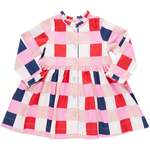 Girls Autumn Dress - Navy Red Check