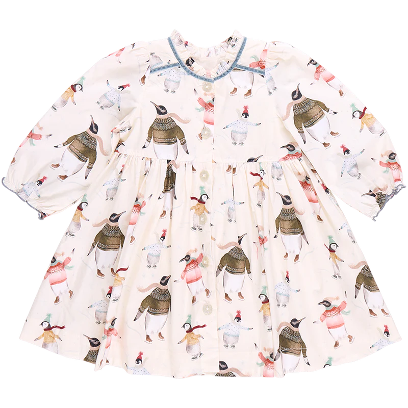 Girls Charlie Dress - Penguins On Ice