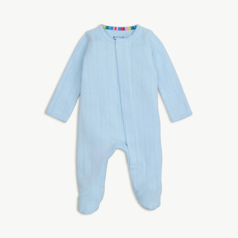 love lines blue organic cotton pointelle magnetic parent favorite footie