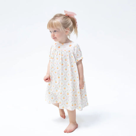 Pretty Pumpkin Trellis - Jane Puff Sleeve Bishop Dress and Bloomer