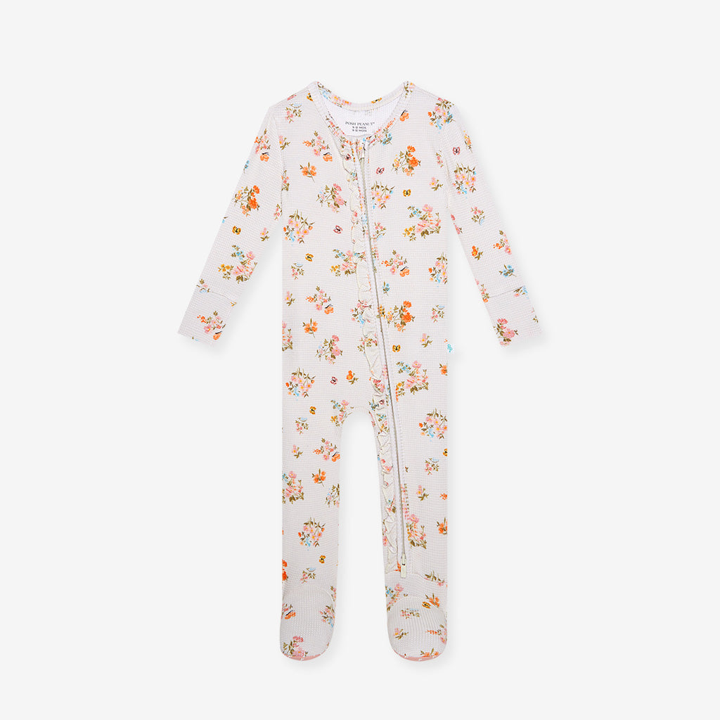 Footie Ruffled Zippered One Piece