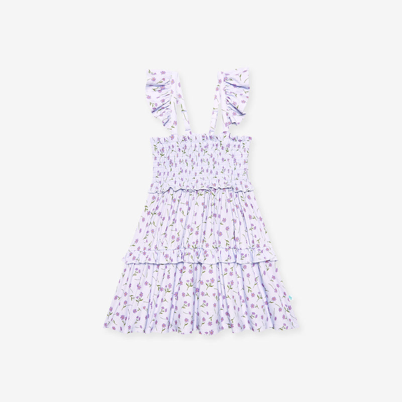 Jeanette - Smocked Flutter Sleeve Babydoll Dress