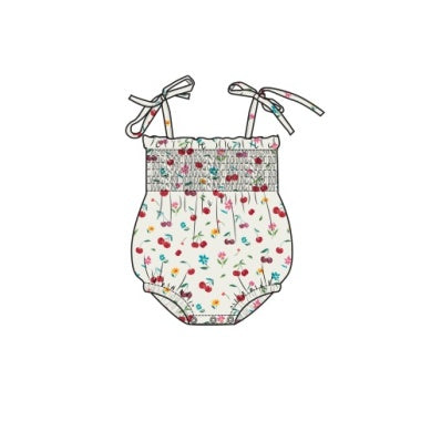Tie Strap Smocked Bubble CHERRY