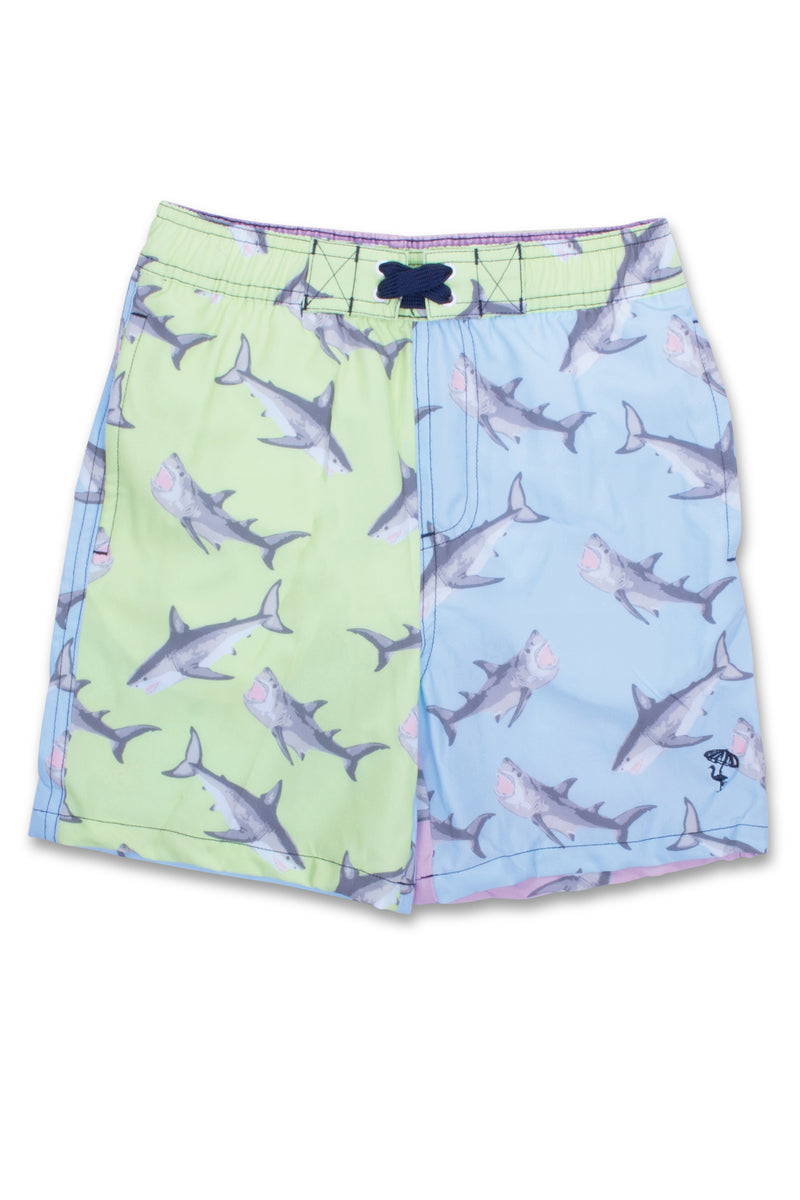 Boys water appearing trunks - colorblock sharks