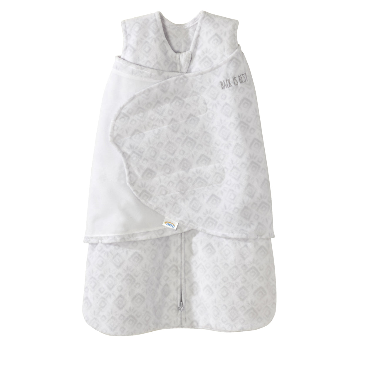 Halo SleepSack Swaddle Fleece Diamonds & Leaves Grey - Tadpole