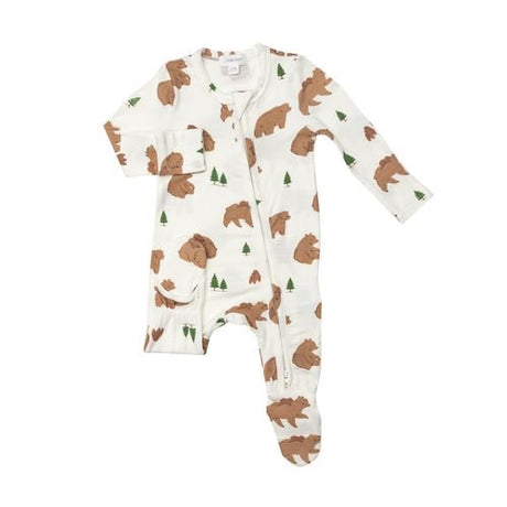 2-Way Brown Bear Zipper Footie - Tadpole