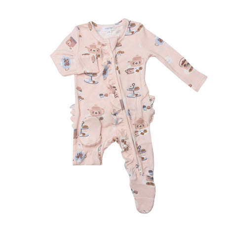 2-Way Ruffle Tea Party Zipper Footie - Tadpole