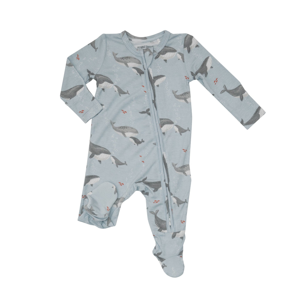 2-way Zipper Footie GREY WHALES - Tadpole