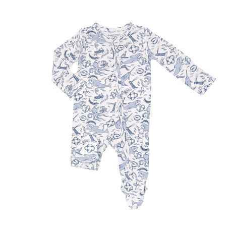 2-way Zipper Footie NAUTICAL NOTEBOOK - Tadpole