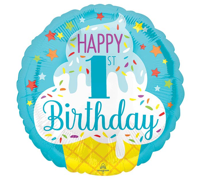 Happy Birthday 1st Birthday Boy Balloon 18"