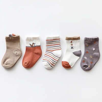 5pk Baby Socks Fox Print - Tadpole