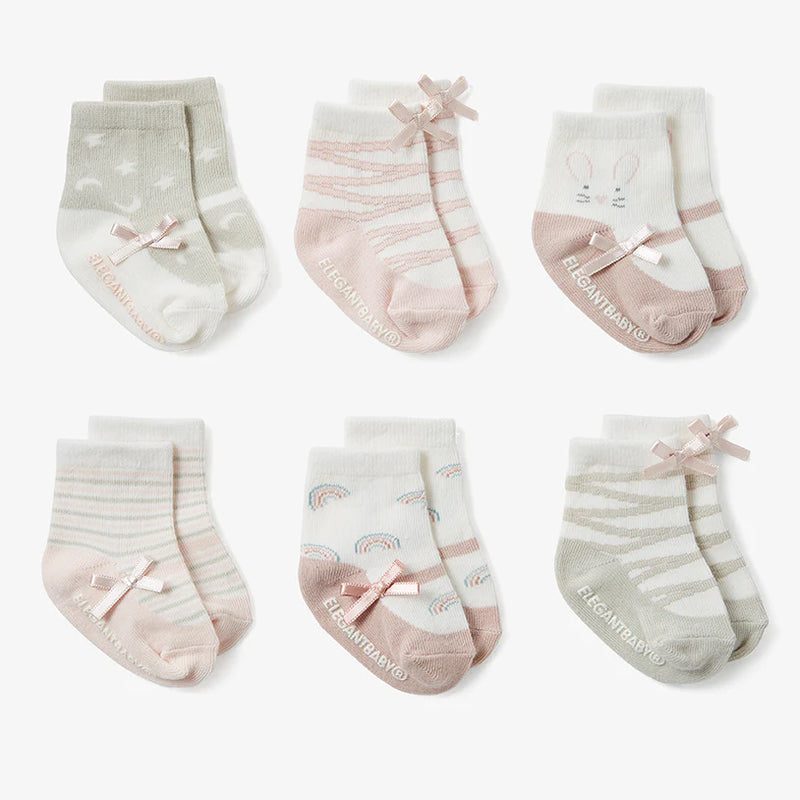 Elegant Baby 6pk Socks 0-12 months