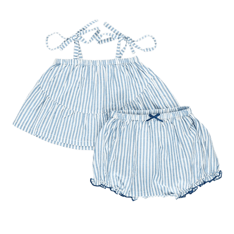 Baby Girls Stella 2-Piece Set - Blue Skinny Stripe - Tadpole