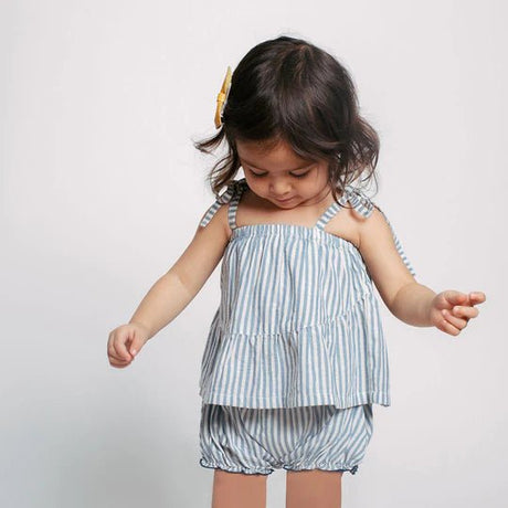 Baby Girls Stella 2-Piece Set - Blue Skinny Stripe - Tadpole