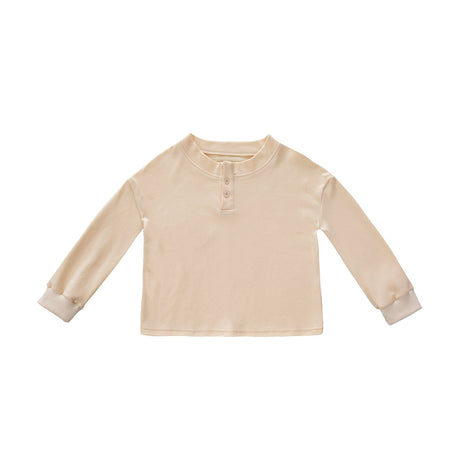 Baby Long Sleeve Henley - Beige - Tadpole