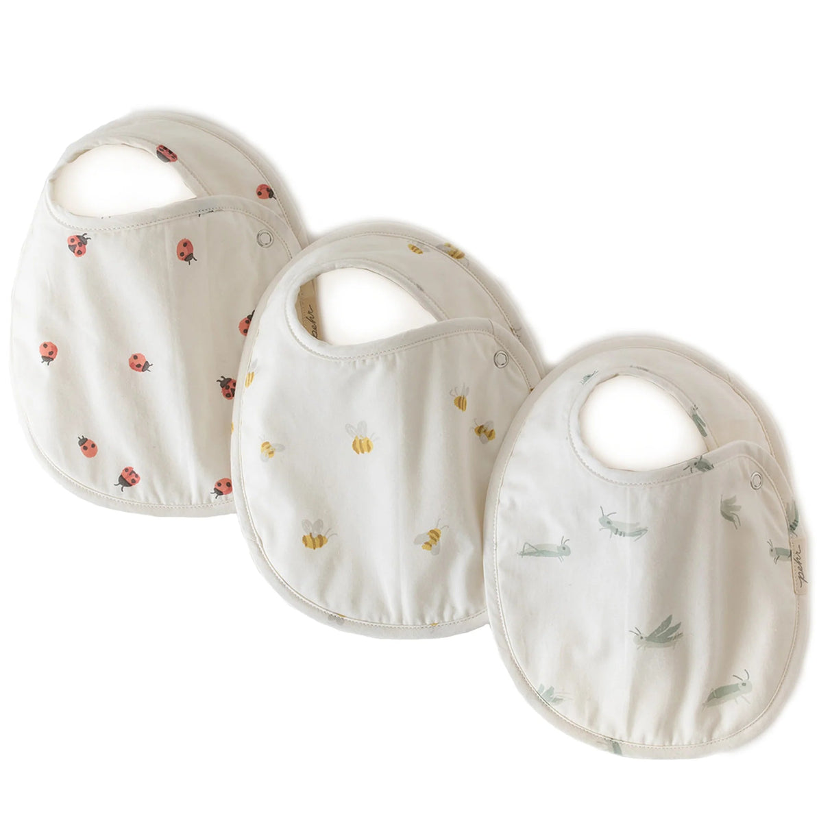 Bib Set of 3 Ladybug / Grasshopper / Bees - Tadpole