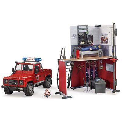 Bruder Bworld Fire station with Land Rover, Fireman and Accessories - Tadpole