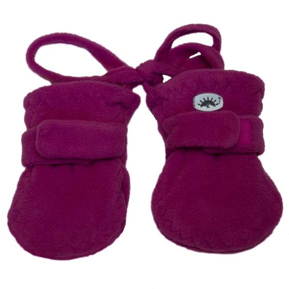 CaliKids Baby Fleece Violet Mittens w/ Cords (0-18m) - Tadpole