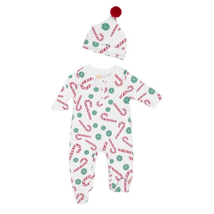 Candy Cane Onesie + Hat Pajama Set - Tadpole