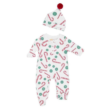 Candy Cane Onesie + Hat Pajama Set - Tadpole