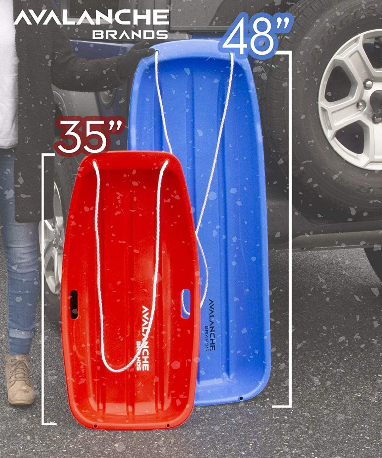 Classic Downhill Toboggan Snow Sled Includes Pull Rope and Handles (48") - Tadpole