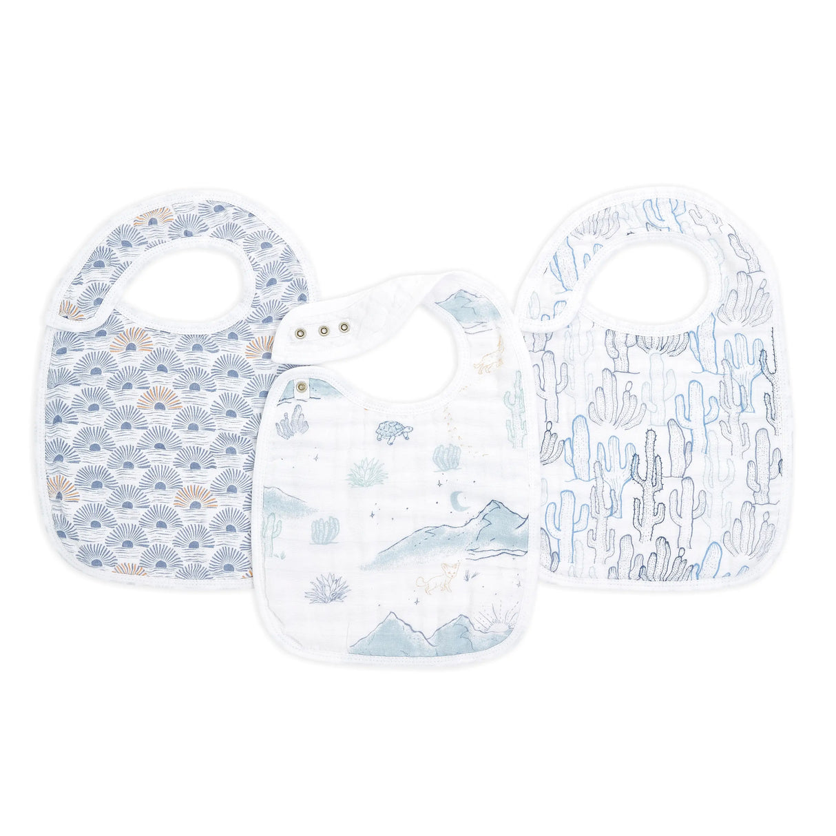 boutique 100% cotton muslin snap bibs 3 pack