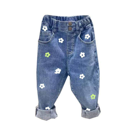 Disco Panda Kids Hand Painted Retro Flower Jeans - Tadpole